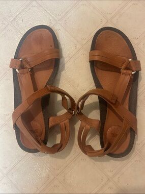 Teva Brown/Tan Strappy Leather Sport Sandals